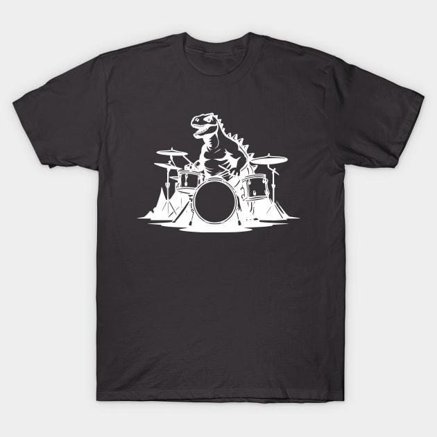 Dino Drummer T-Shirt by aceofspace